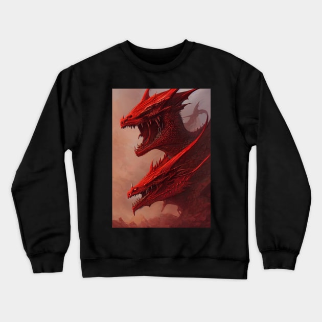 Ghidorah Red Dragon Crewneck Sweatshirt by Ancientdistant